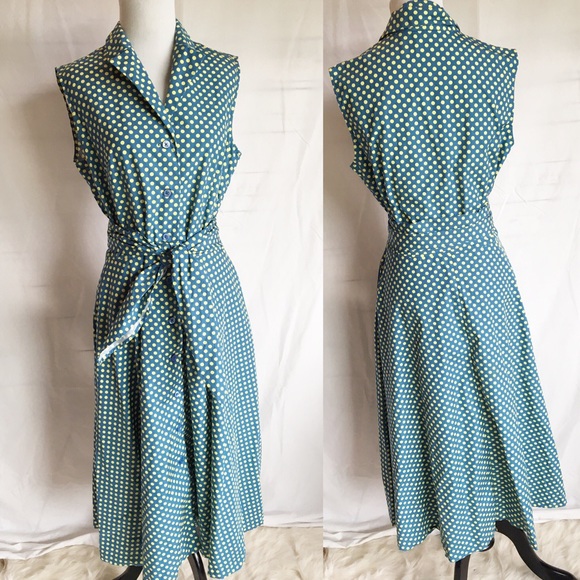 J. Peterman Dresses & Skirts - J Peterman retro style  polka dot shirt dress 12